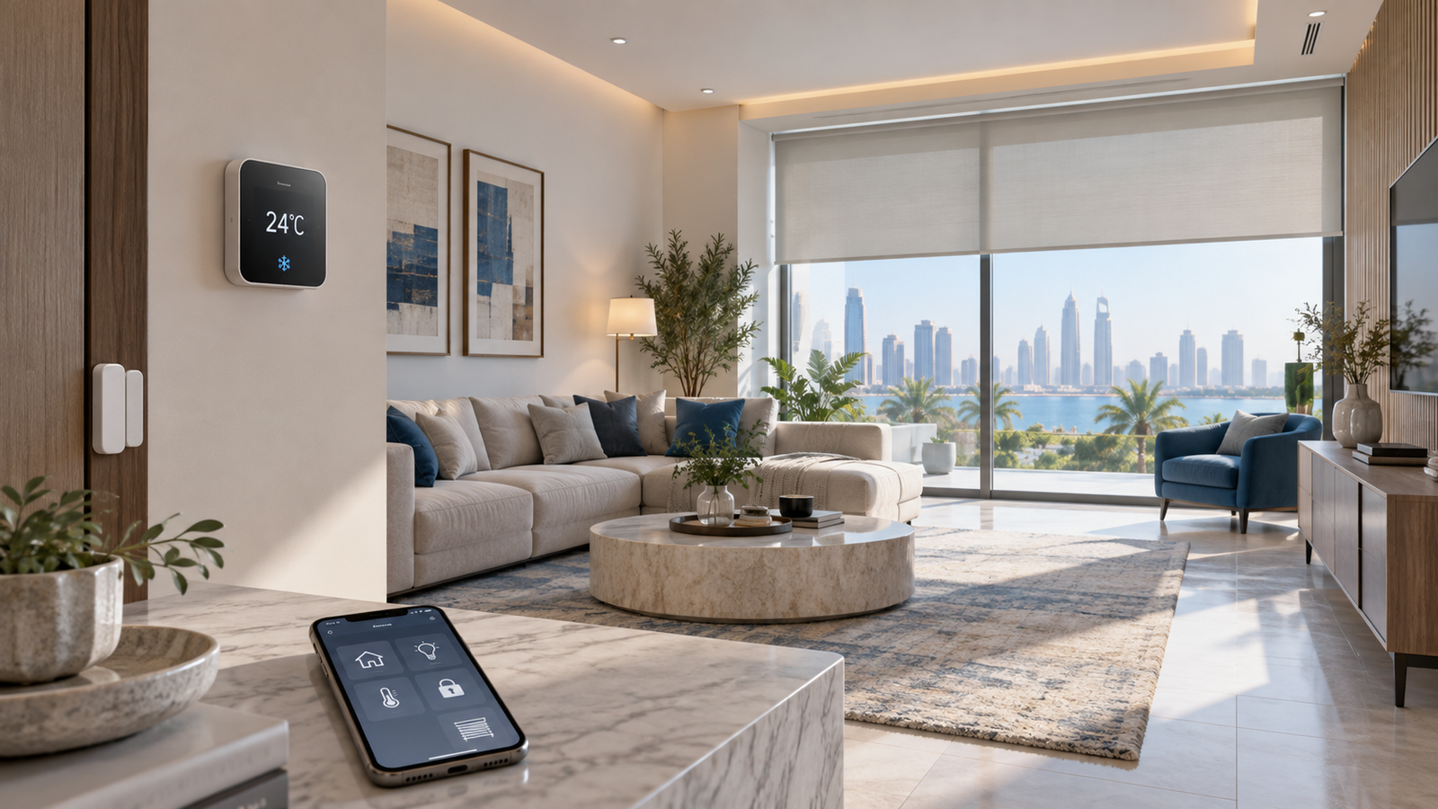 Matter-compatible smart home with connected cooling, lighting and security in the UAE